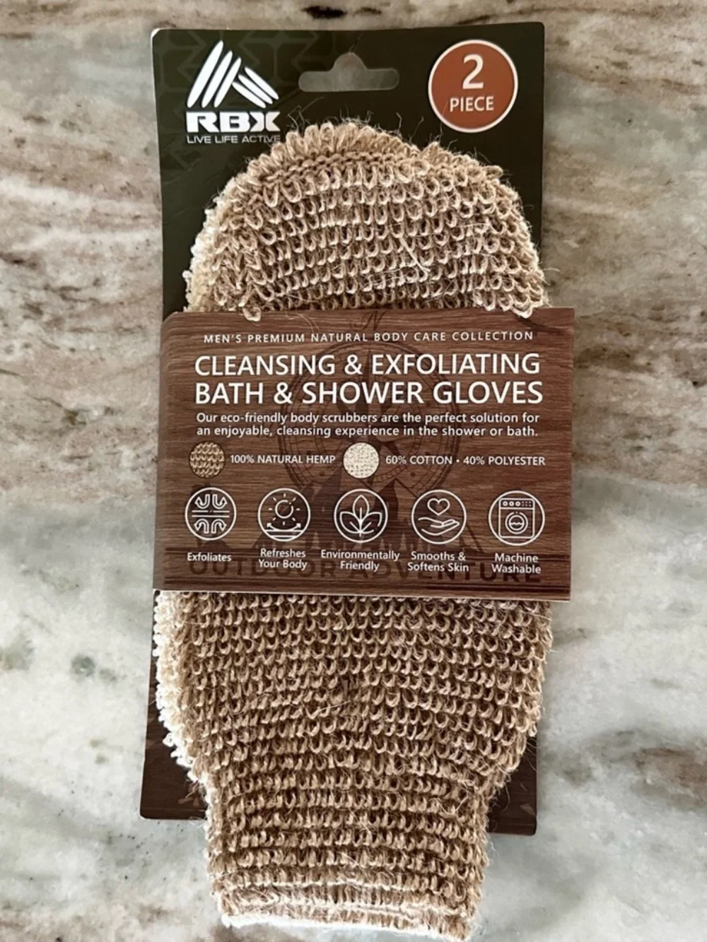 Eco Friendly Cleansing & Exfoliating Bath & Shower Gloves - RBX Live Life Active